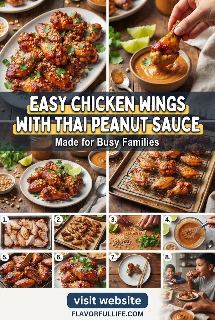Easy Chicken Wings with Thai Peanut Sauce – Made for Busy Families
