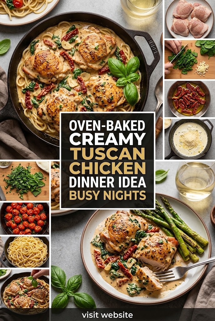 Oven-Baked Creamy Tuscan Chicken Dinner Idea for Busy Nights