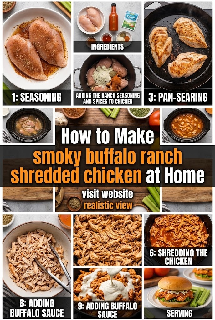 How to Make smoky buffalo ranch shredded chicken at Home